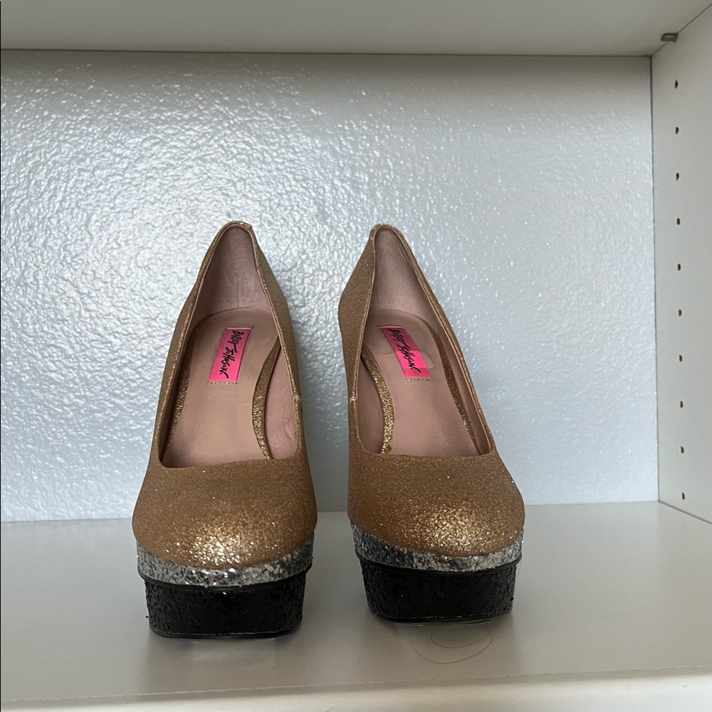 Gold multi Betsey Johnson stiletto heels